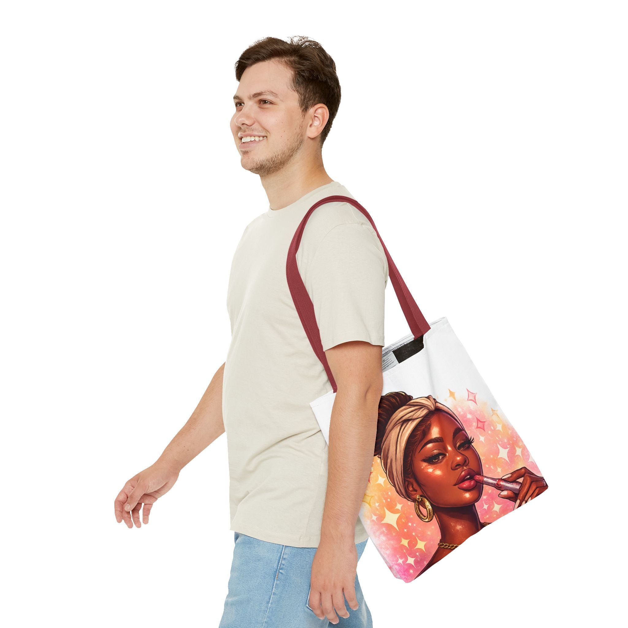 Glam Girl Tote Bag — Chic Makeup Portrait All-Over Print