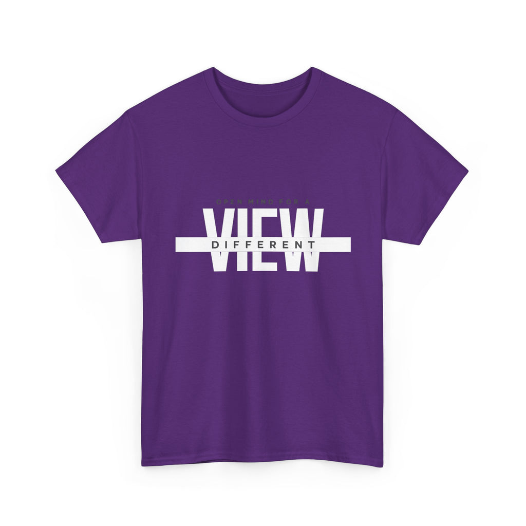 Open Mind, View Different T-Shirt — Bold Graphic Tee with 'VIEW' Text Stripe