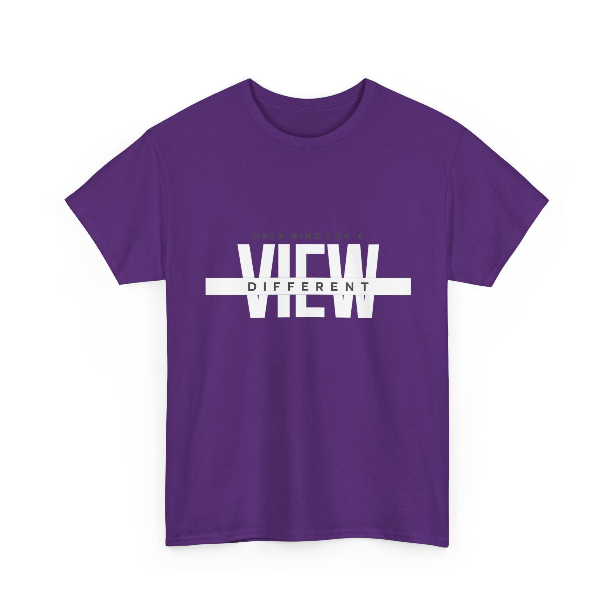 Open Mind, View Different T-Shirt — Bold Graphic Tee with 'VIEW' Text Stripe