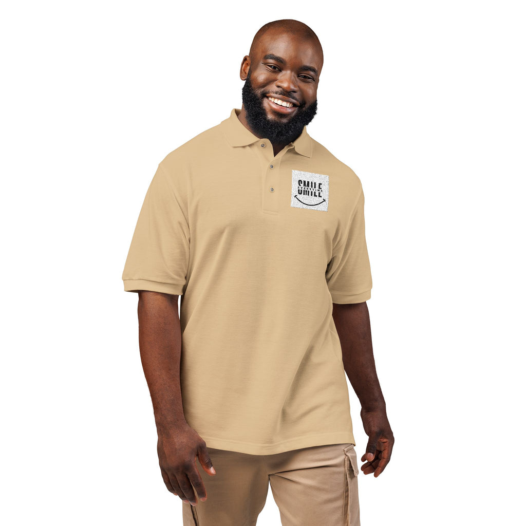 Embroidered ' Smile Everytime ' Polo Shirt - Casual Graphic Workwear