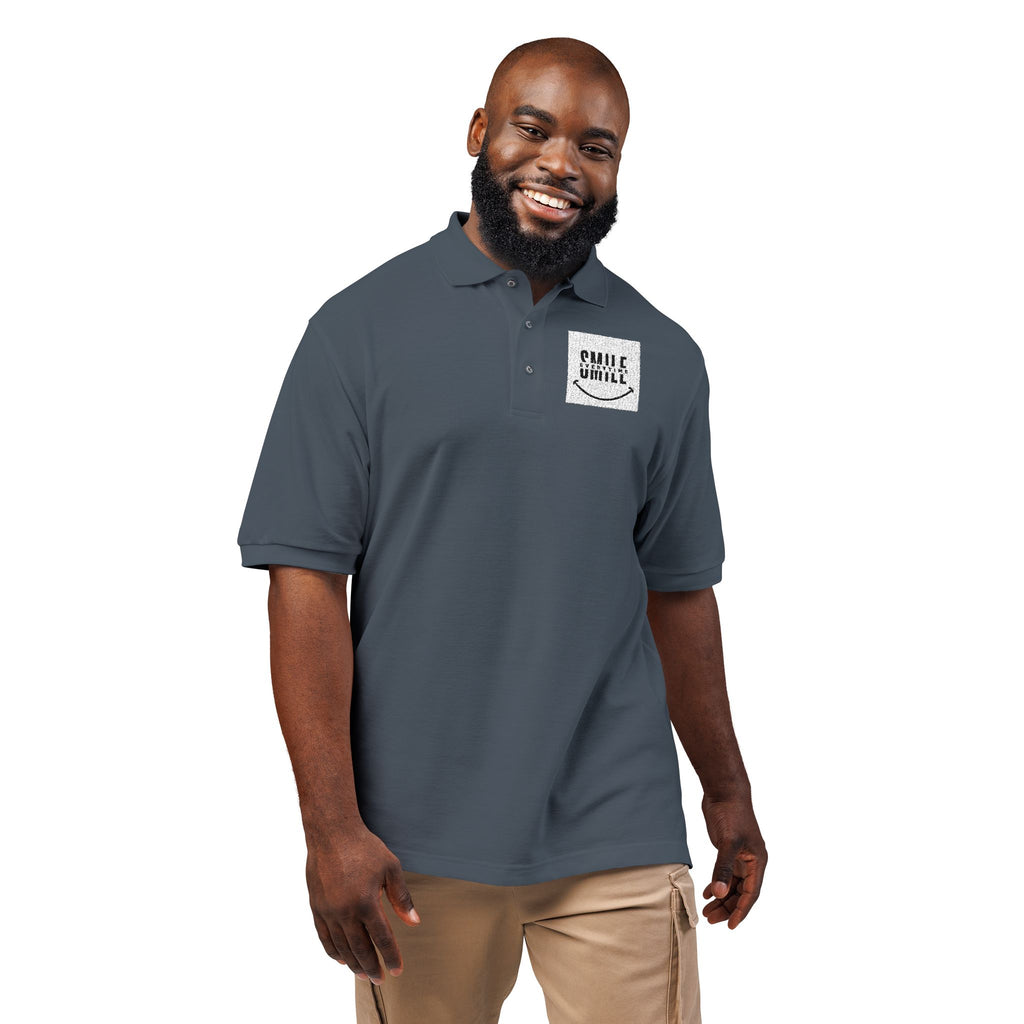Embroidered ' Smile Everytime ' Polo Shirt - Casual Graphic Workwear