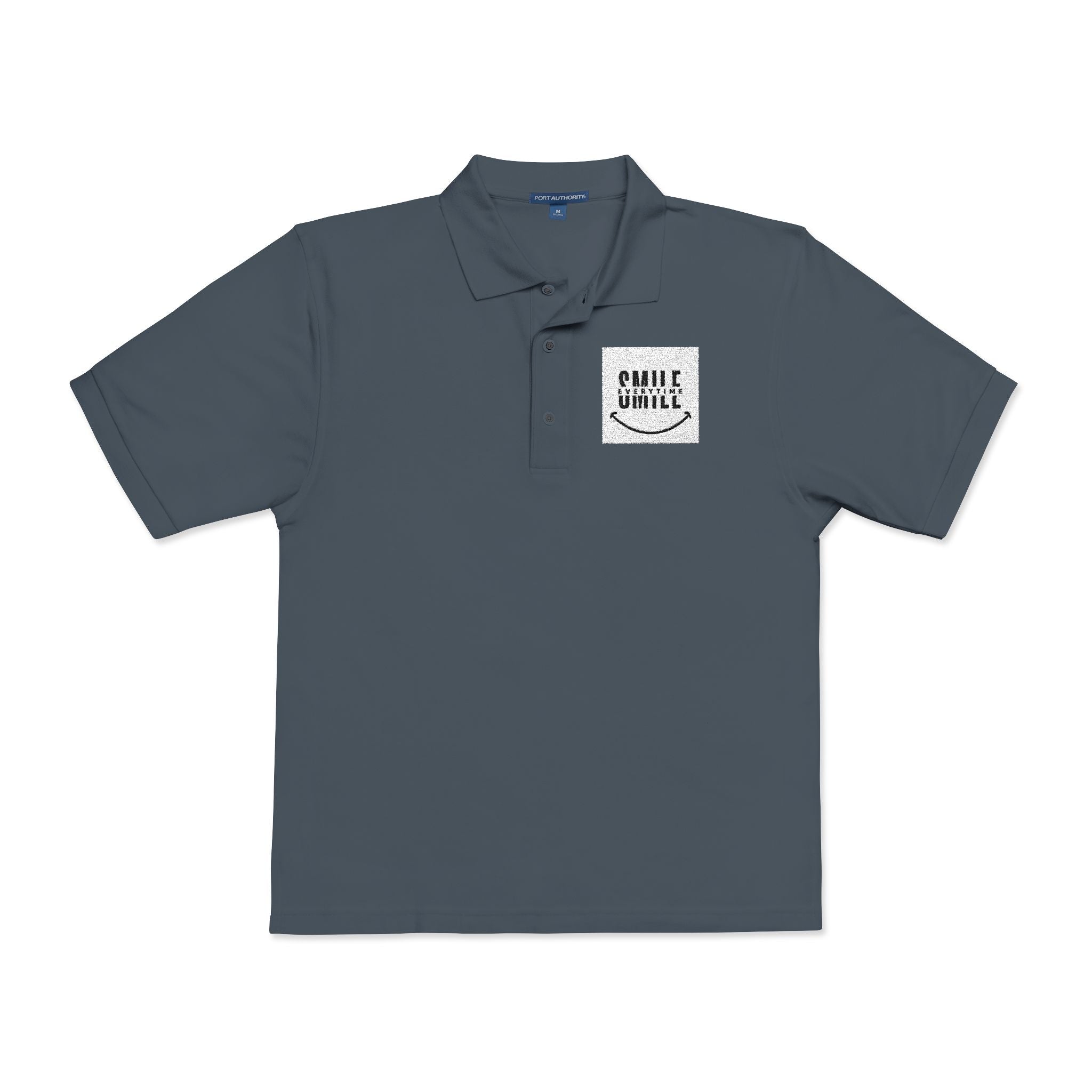 Embroidered ' Smile Everytime ' Polo Shirt - Casual Graphic Workwear