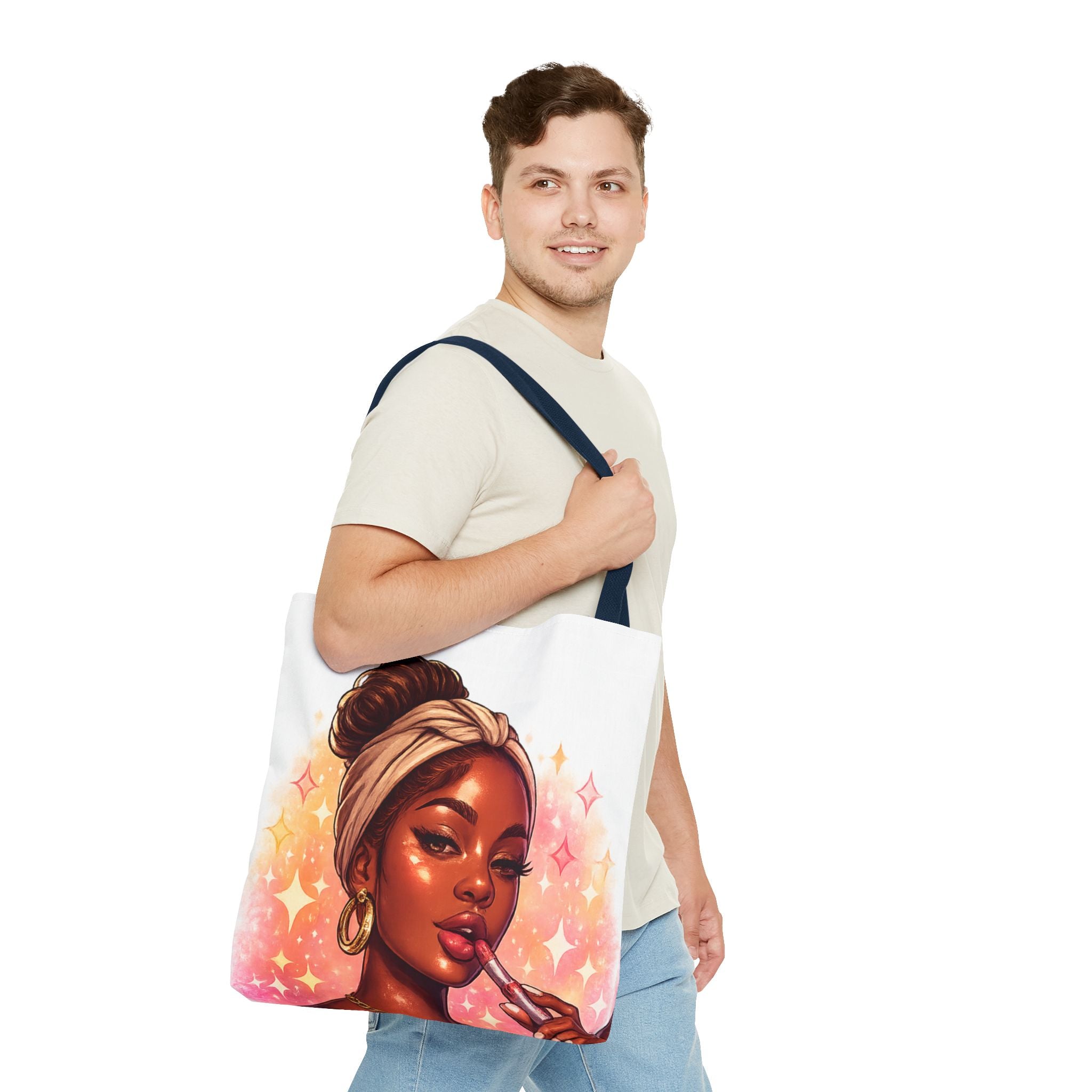 Glam Girl Tote Bag — Chic Makeup Portrait All-Over Print