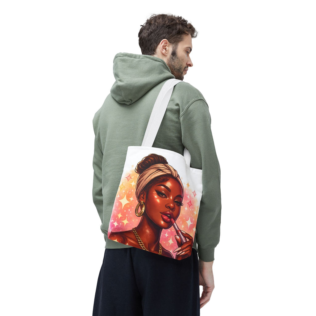 Glam Girl Tote Bag — Chic Makeup Portrait All-Over Print