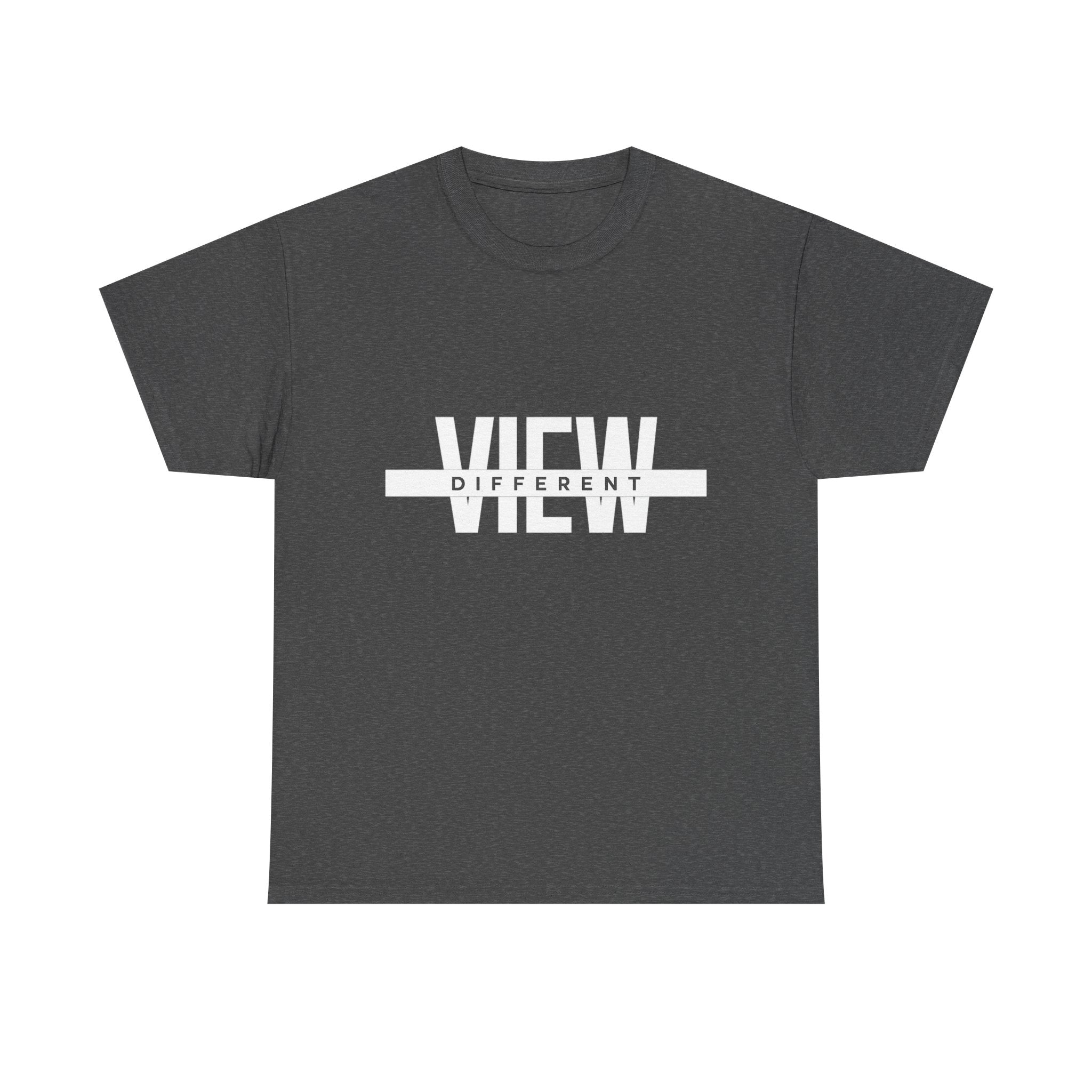 Open Mind, View Different T-Shirt — Bold Graphic Tee with 'VIEW' Text Stripe