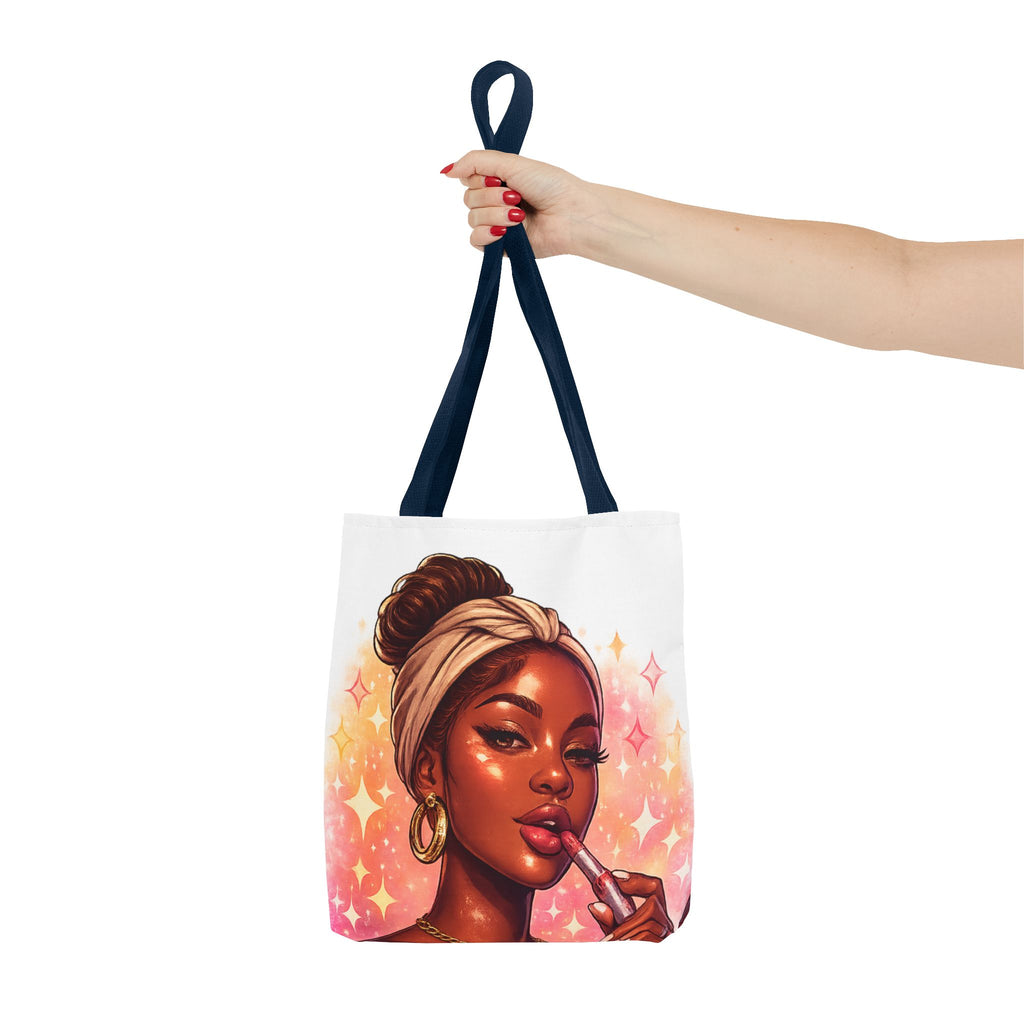 Glam Girl Tote Bag — Chic Makeup Portrait All-Over Print