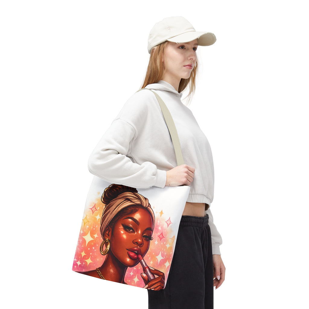 Glam Girl Tote Bag — Chic Makeup Portrait All-Over Print