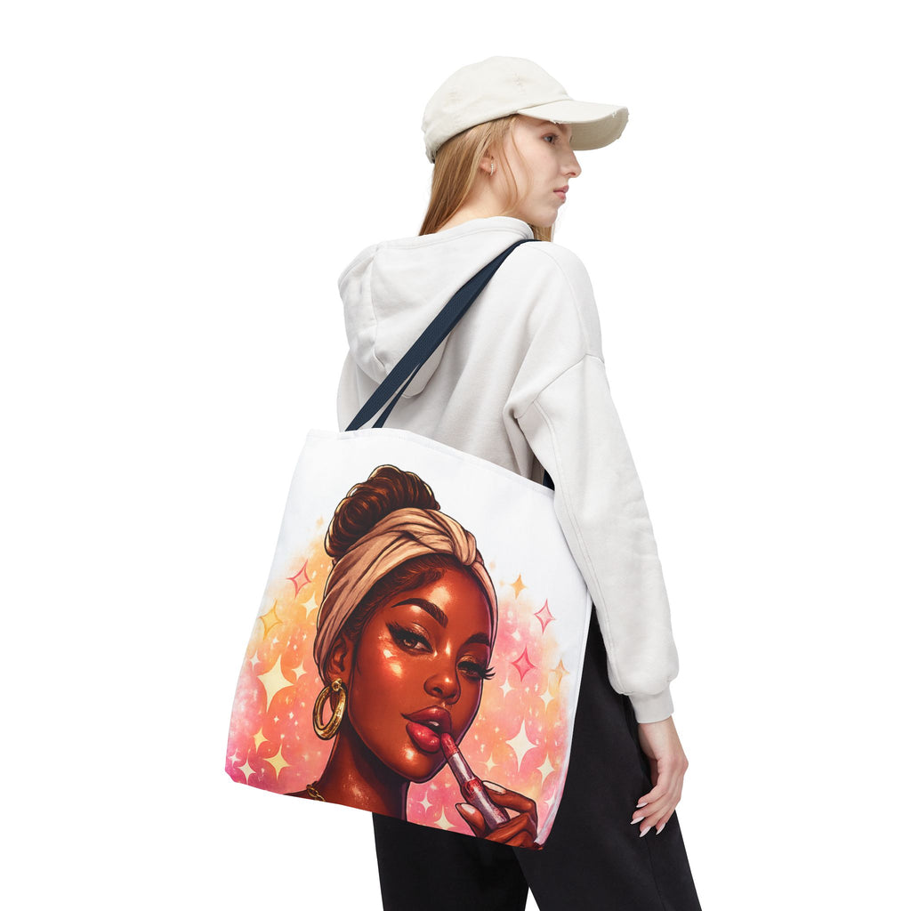 Glam Girl Tote Bag — Chic Makeup Portrait All-Over Print