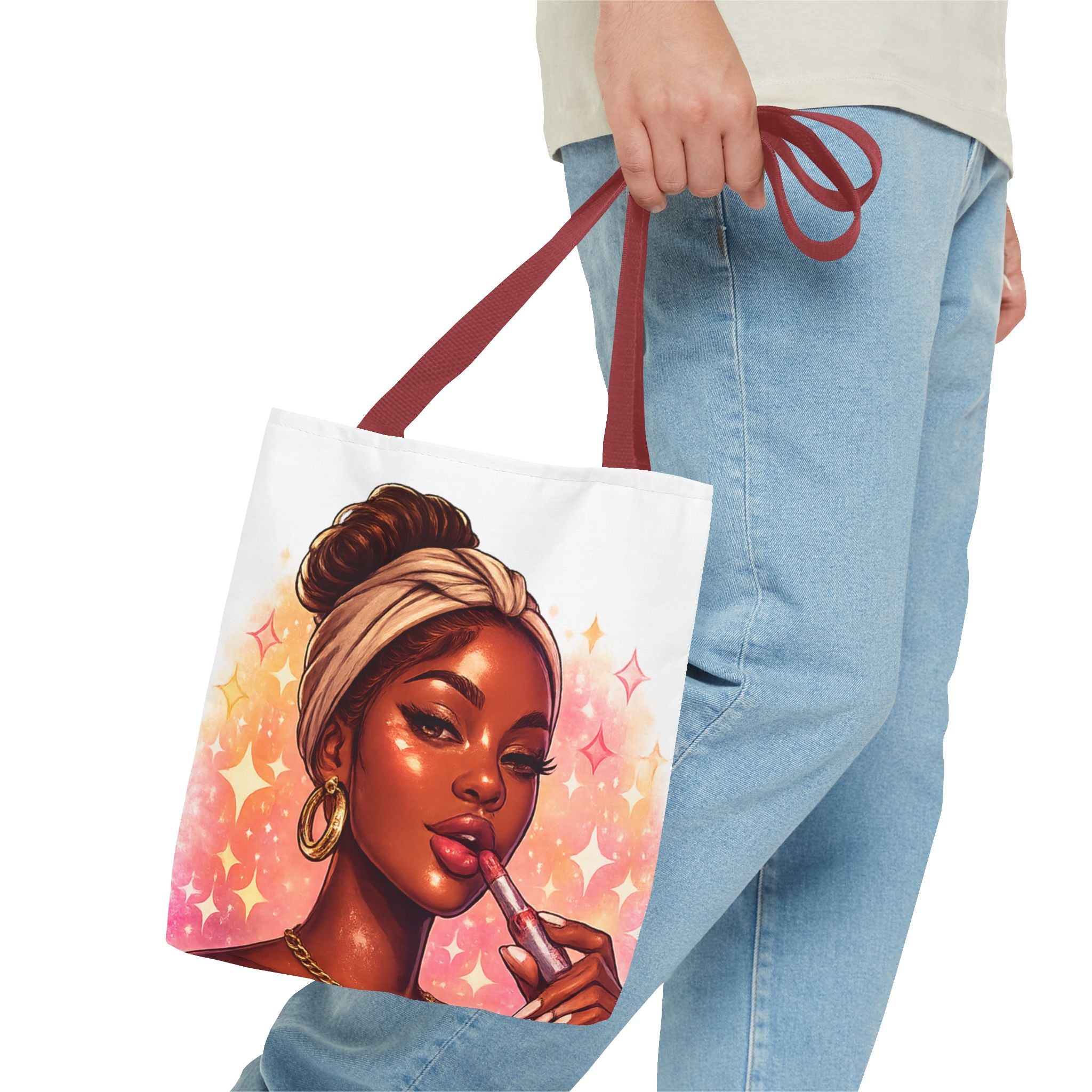 Glam Girl Tote Bag — Chic Makeup Portrait All-Over Print