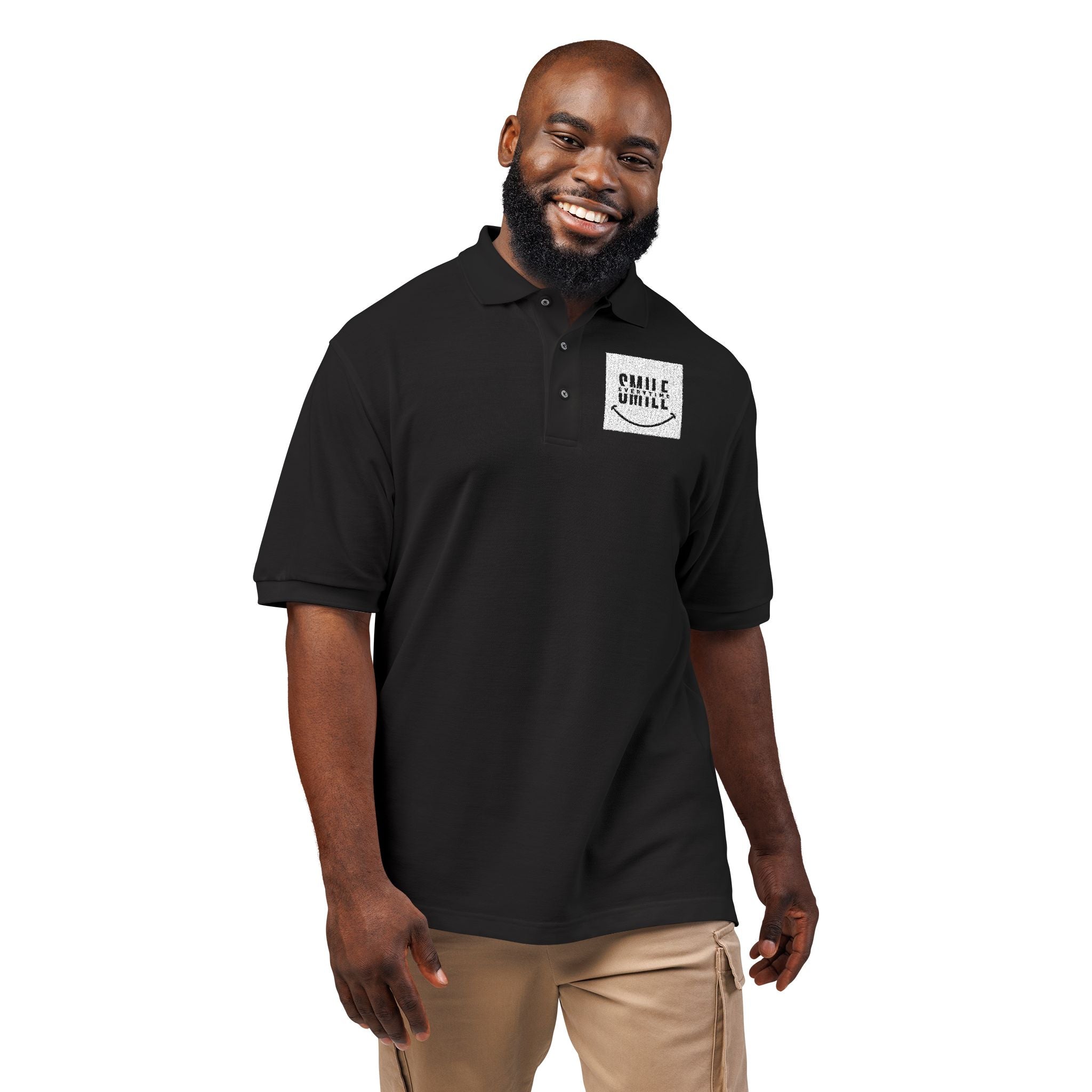 Embroidered ' Smile Everytime ' Polo Shirt - Casual Graphic Workwear