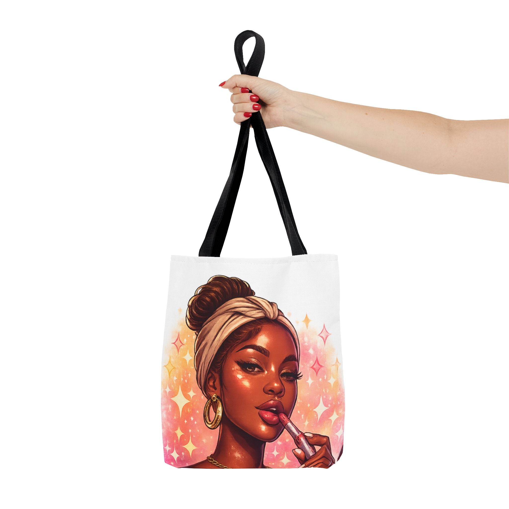 Glam Girl Tote Bag — Chic Makeup Portrait All-Over Print