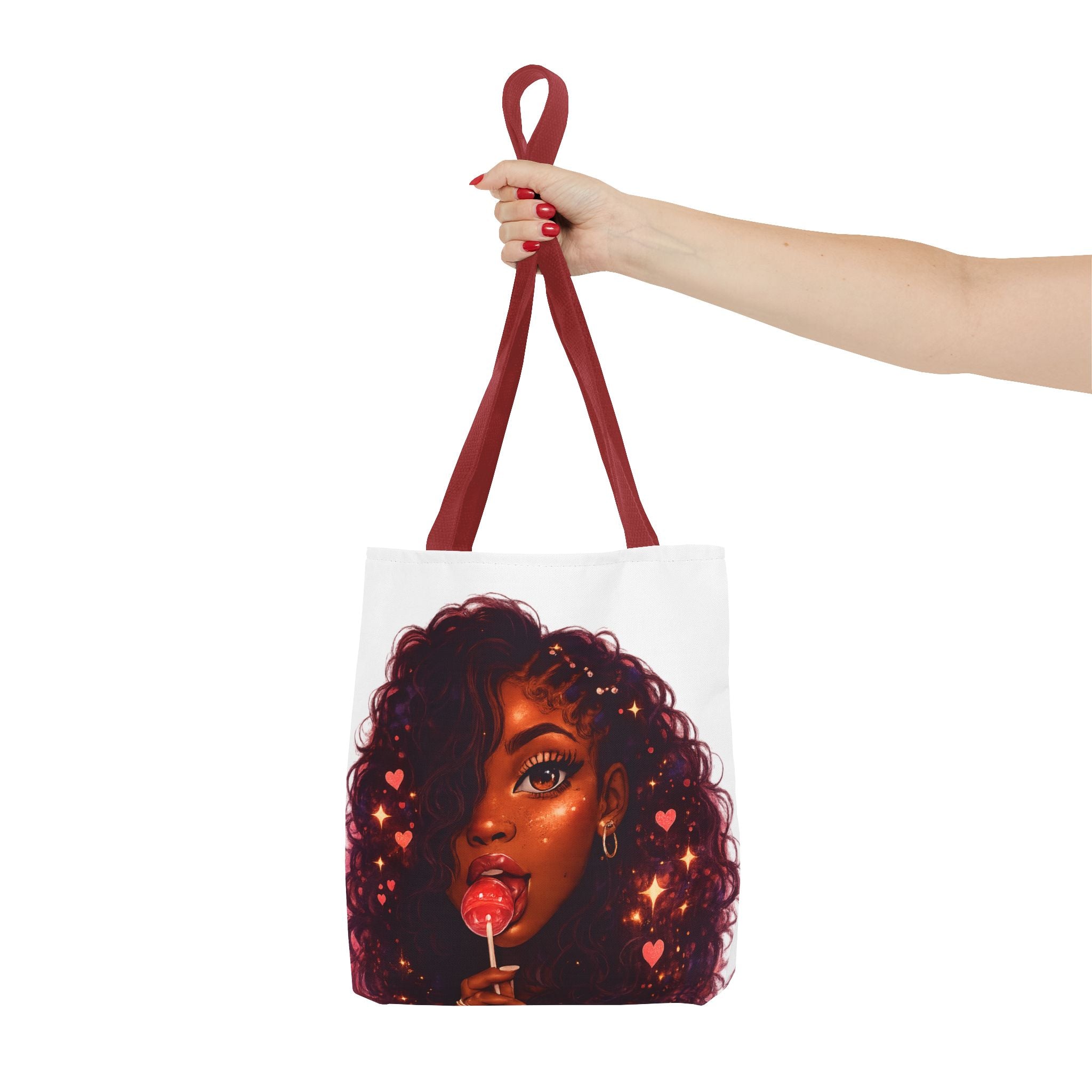 Curly Girl Pop-Art Tote — Cute Lollipop Portrait Beach & Everyday Bag