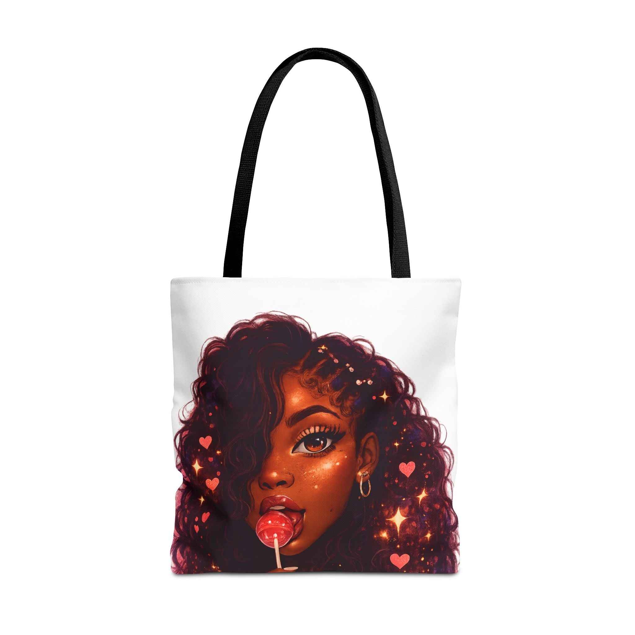Curly Girl Pop-Art Tote — Cute Lollipop Portrait Beach & Everyday Bag
