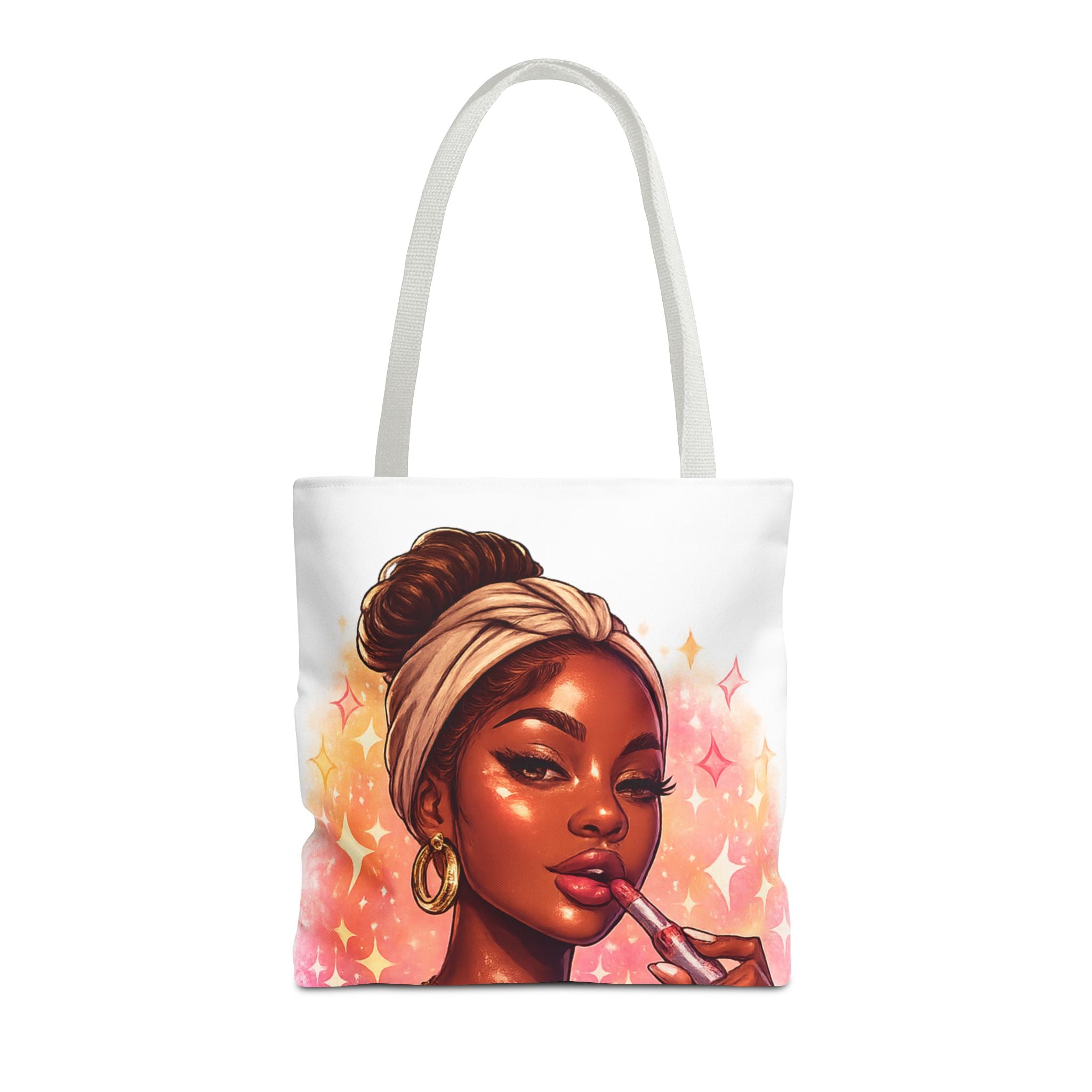 Glam Girl Tote Bag — Chic Makeup Portrait All-Over Print