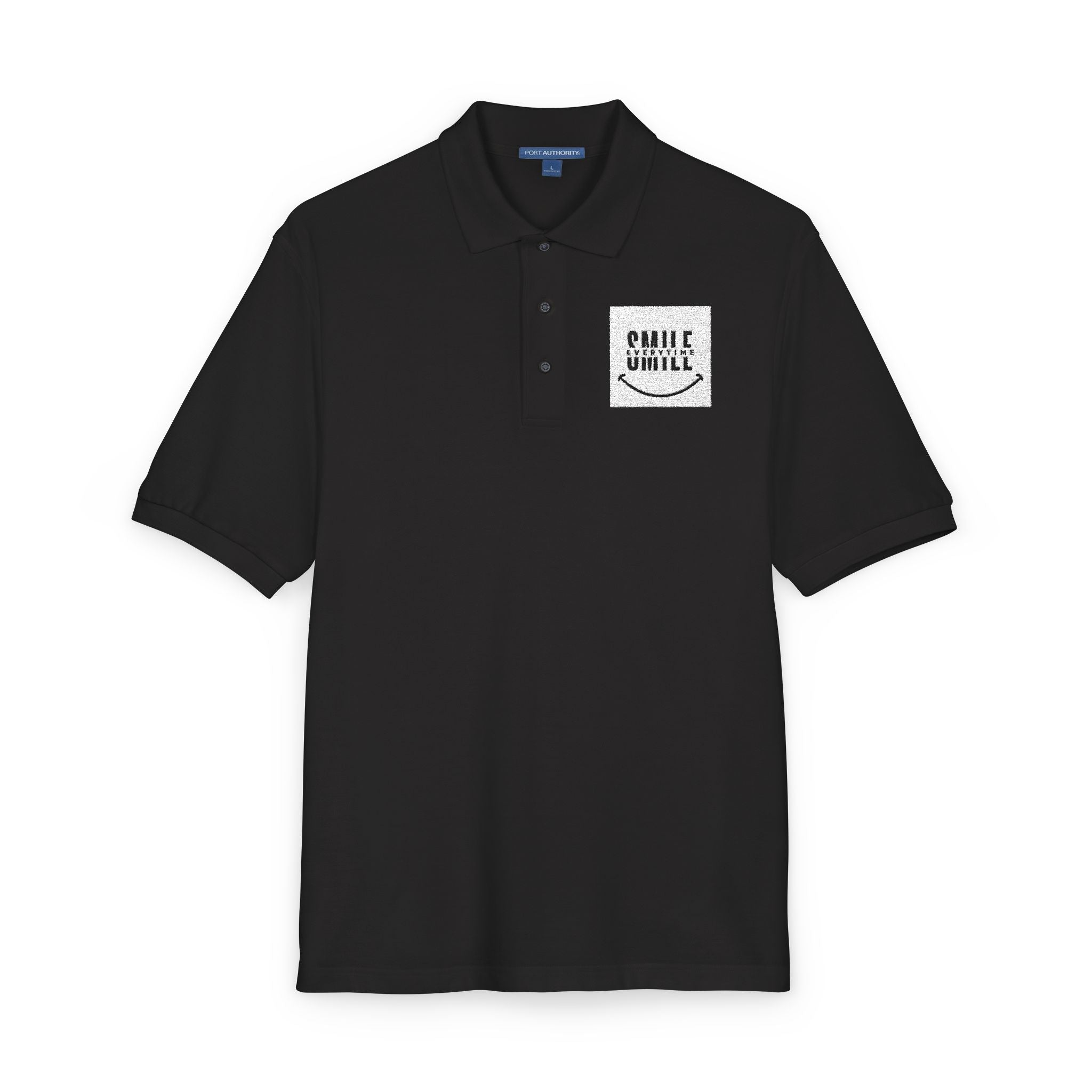 Embroidered ' Smile Everytime ' Polo Shirt - Casual Graphic Workwear