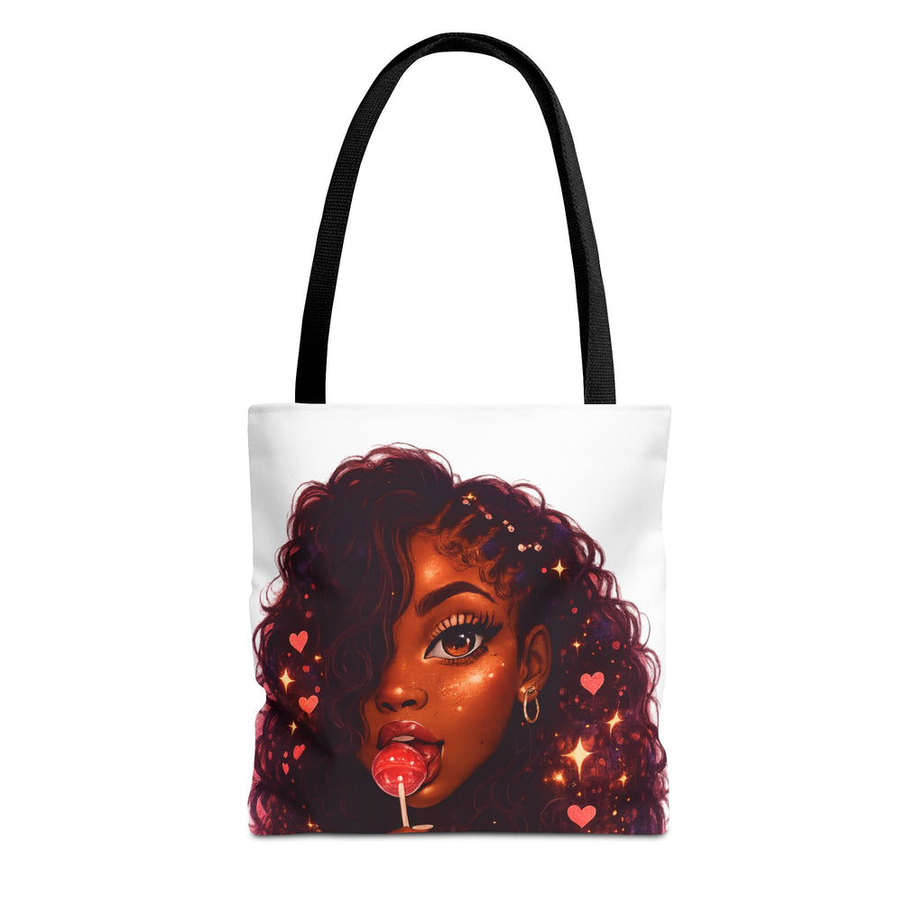 Curly Girl Pop-Art Tote — Cute Lollipop Portrait Beach & Everyday Bag