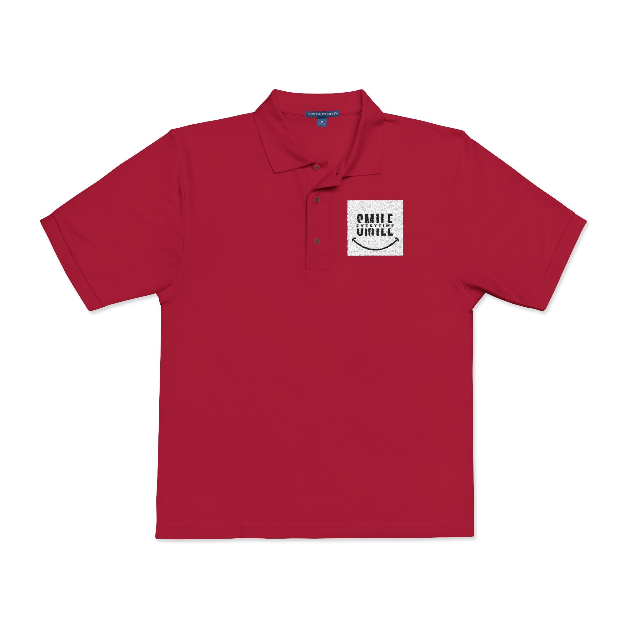 Embroidered ' Smile Everytime ' Polo Shirt - Casual Graphic Workwear