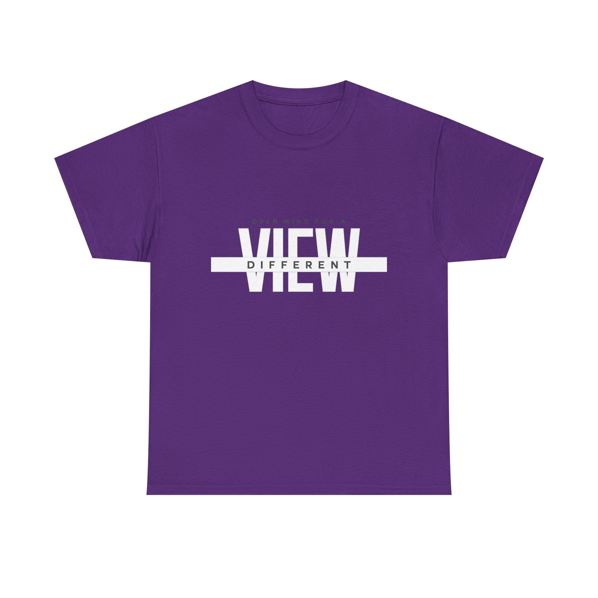 Open Mind, View Different T-Shirt — Bold Graphic Tee with 'VIEW' Text Stripe