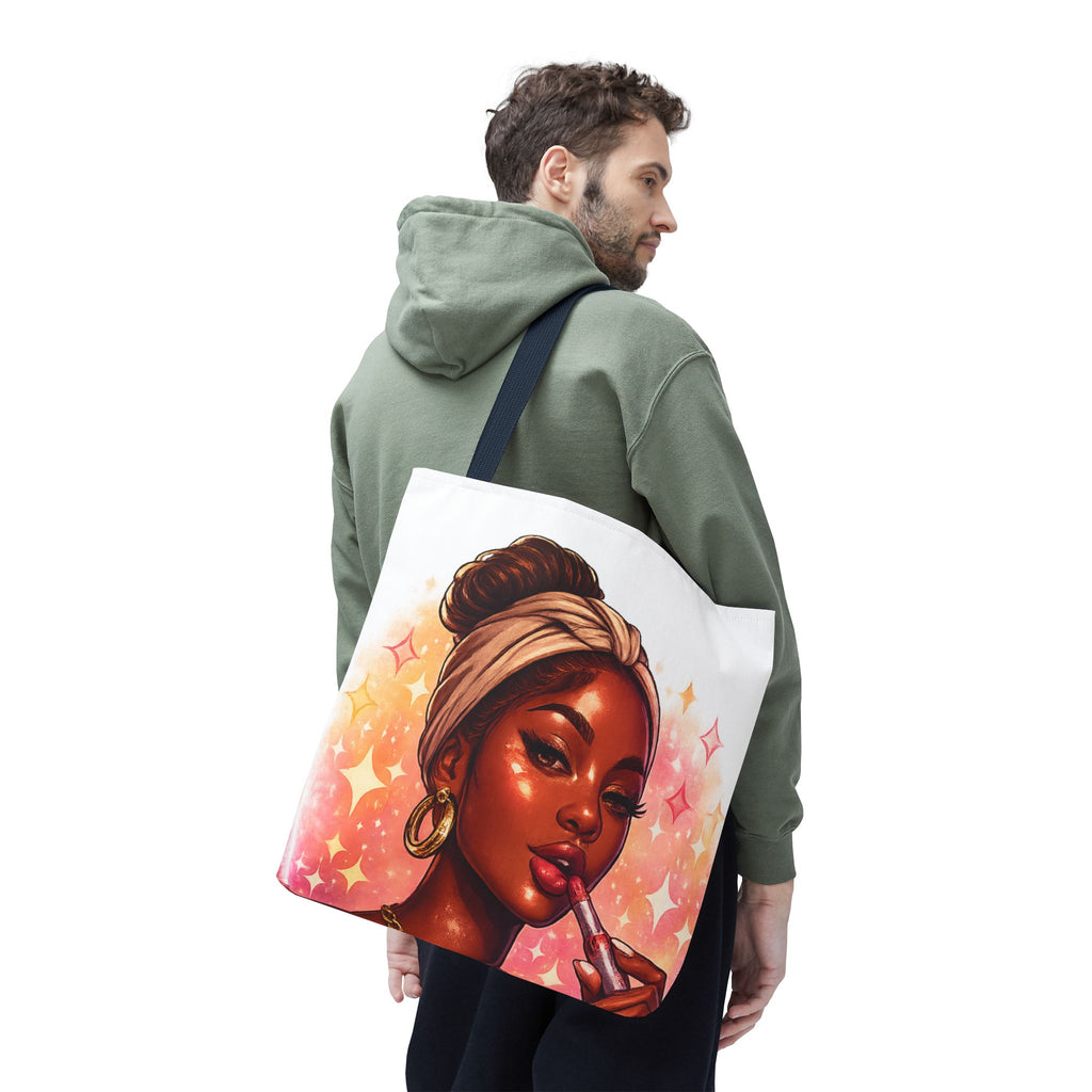 Glam Girl Tote Bag — Chic Makeup Portrait All-Over Print