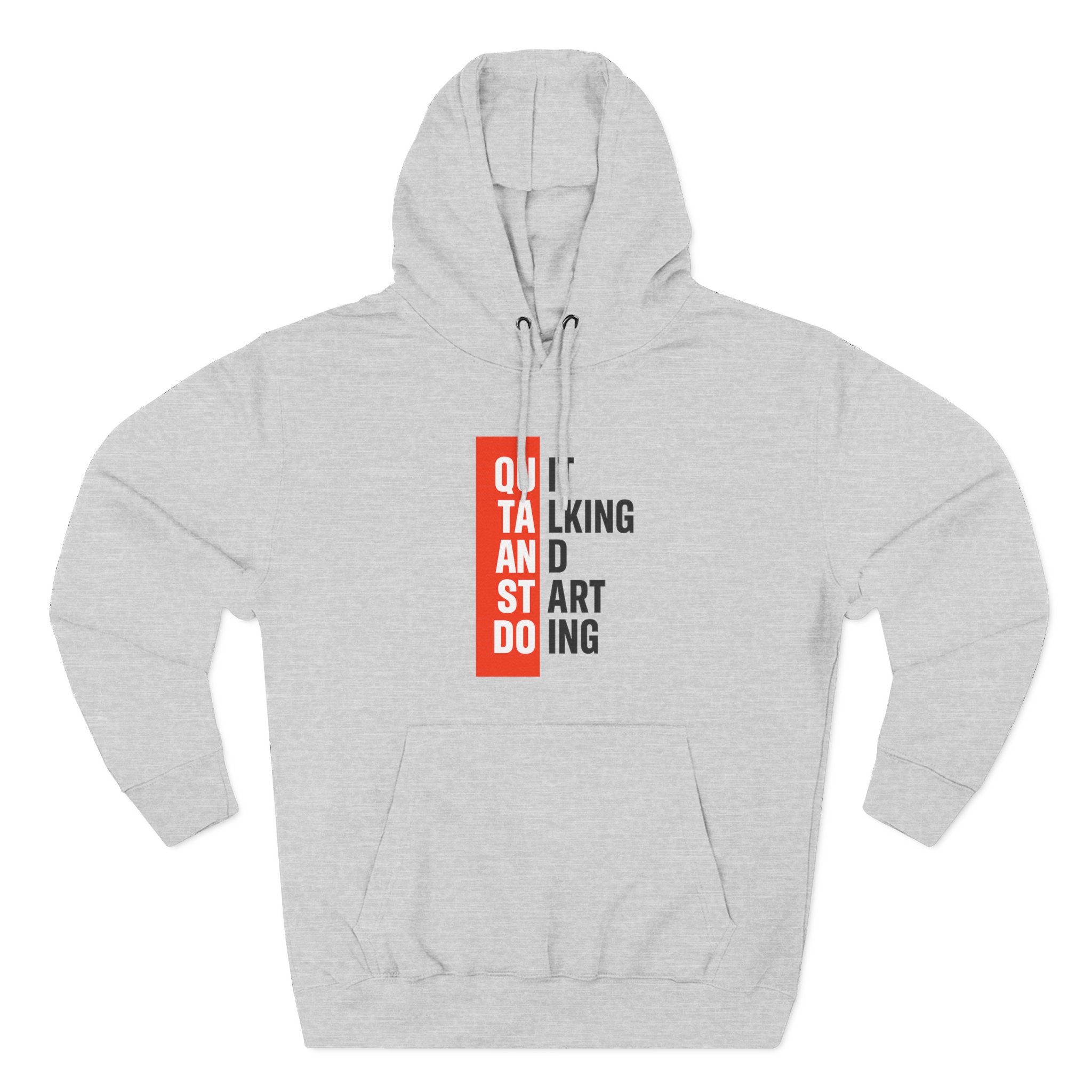 Three-Panel Hoodie — Minimal Vertical Text Design (Outstanding)
