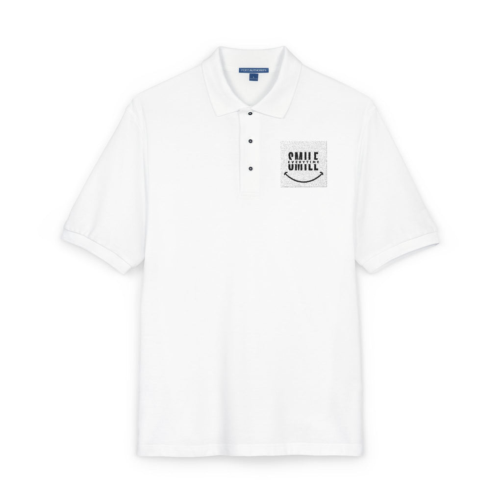 Embroidered ' Smile Everytime ' Polo Shirt - Casual Graphic Workwear