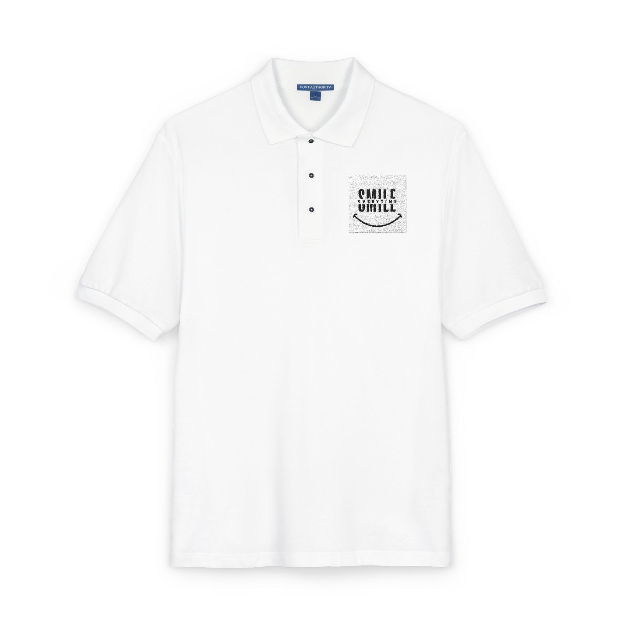Embroidered ' Smile Everytime ' Polo Shirt - Casual Graphic Workwear