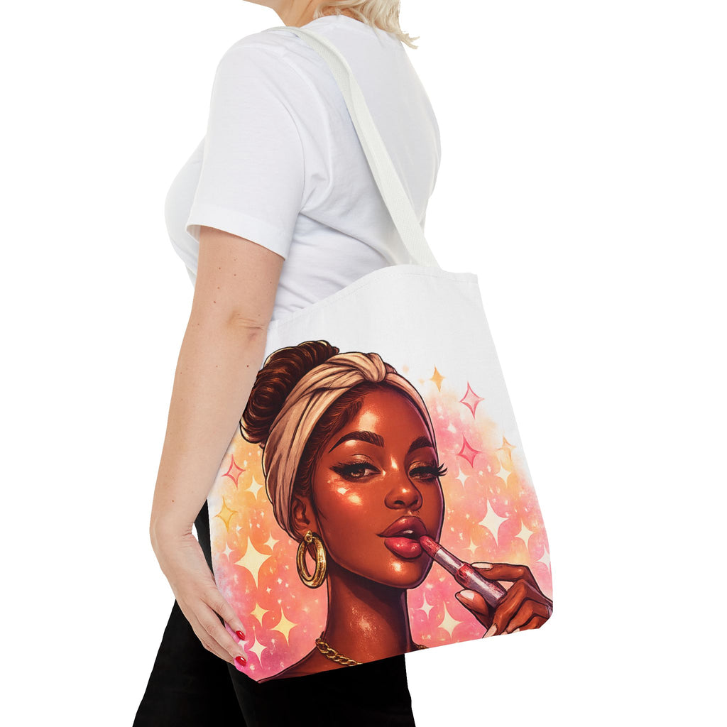 Glam Girl Tote Bag — Chic Makeup Portrait All-Over Print