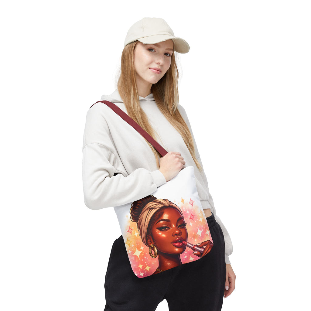 Glam Girl Tote Bag — Chic Makeup Portrait All-Over Print