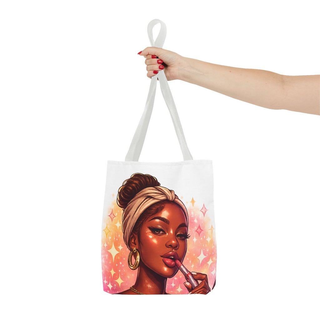 Glam Girl Tote Bag — Chic Makeup Portrait All-Over Print