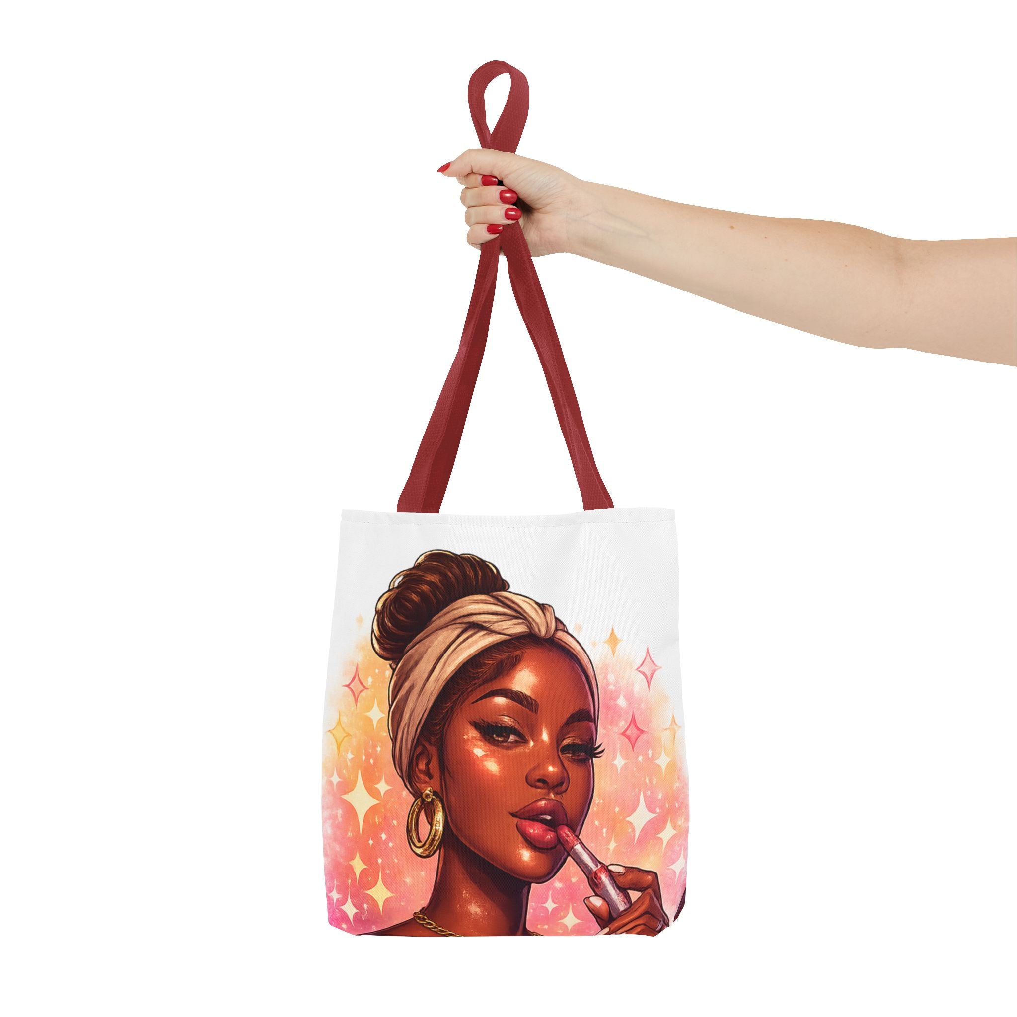 Glam Girl Tote Bag — Chic Makeup Portrait All-Over Print