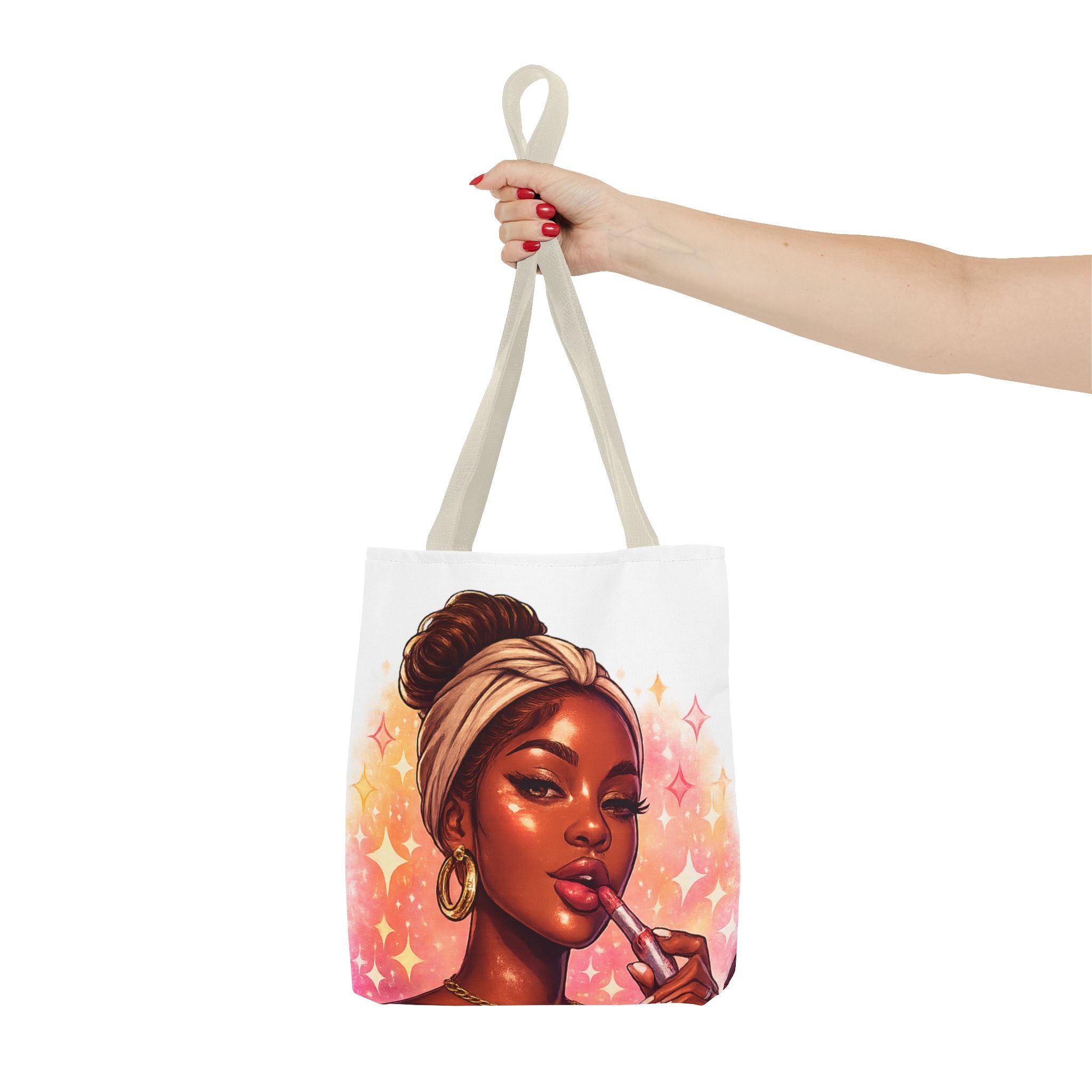 Glam Girl Tote Bag — Chic Makeup Portrait All-Over Print