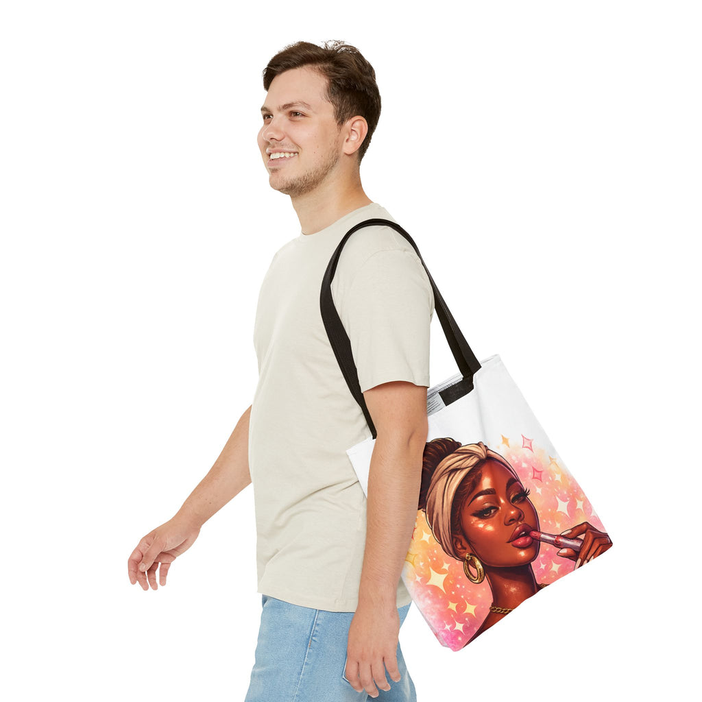 Glam Girl Tote Bag — Chic Makeup Portrait All-Over Print