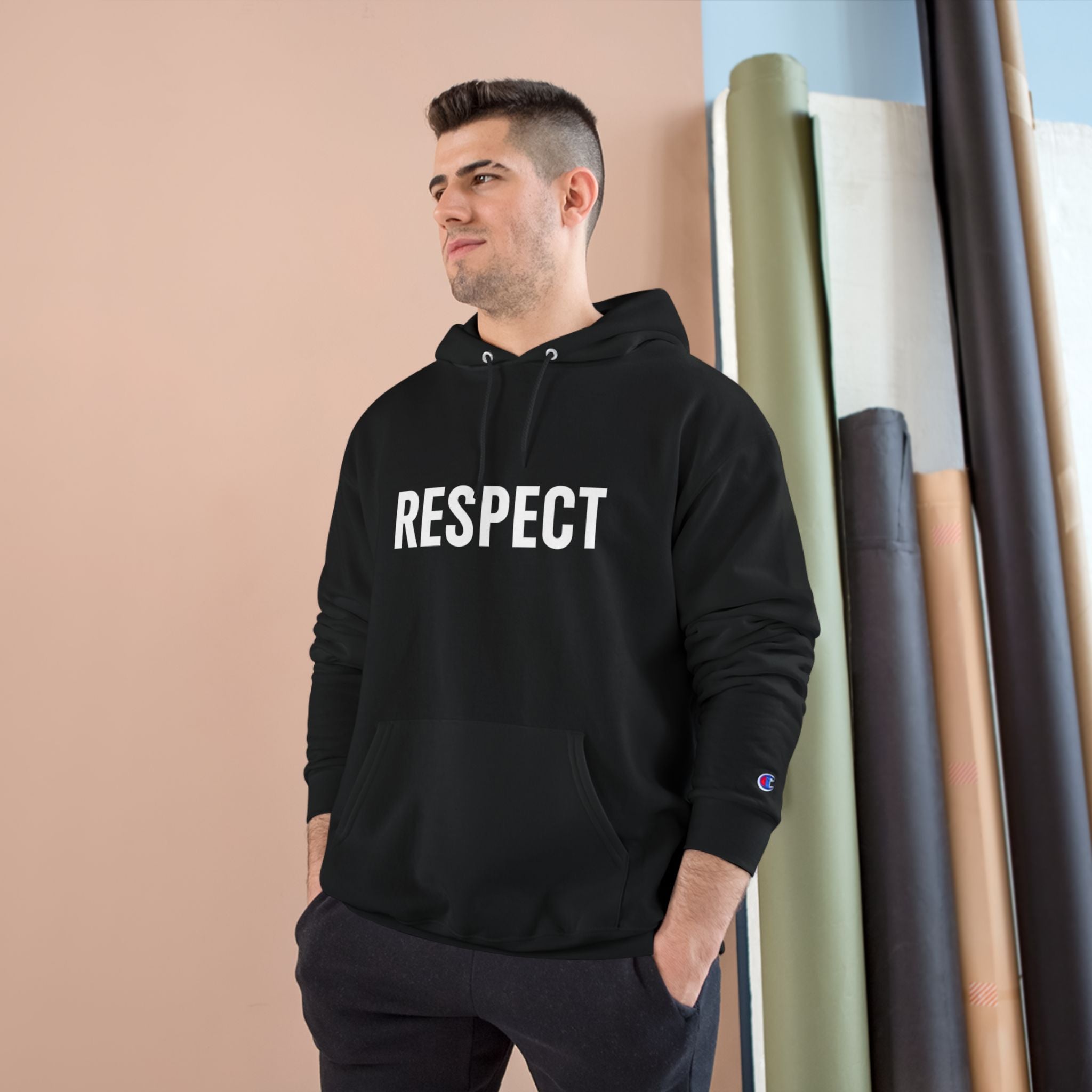Respect Champion Hoodie — Bold Text Pullover for Everyday Comfort