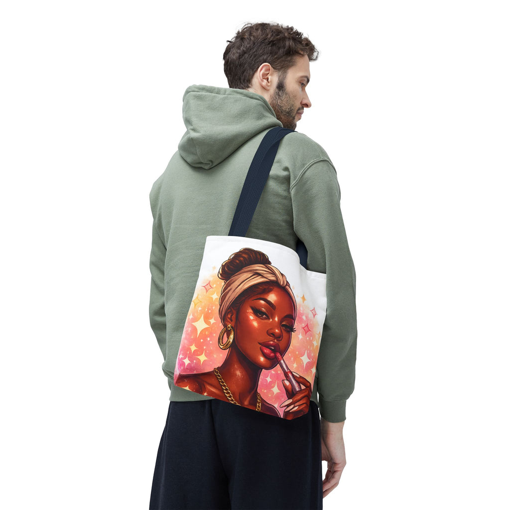 Glam Girl Tote Bag — Chic Makeup Portrait All-Over Print