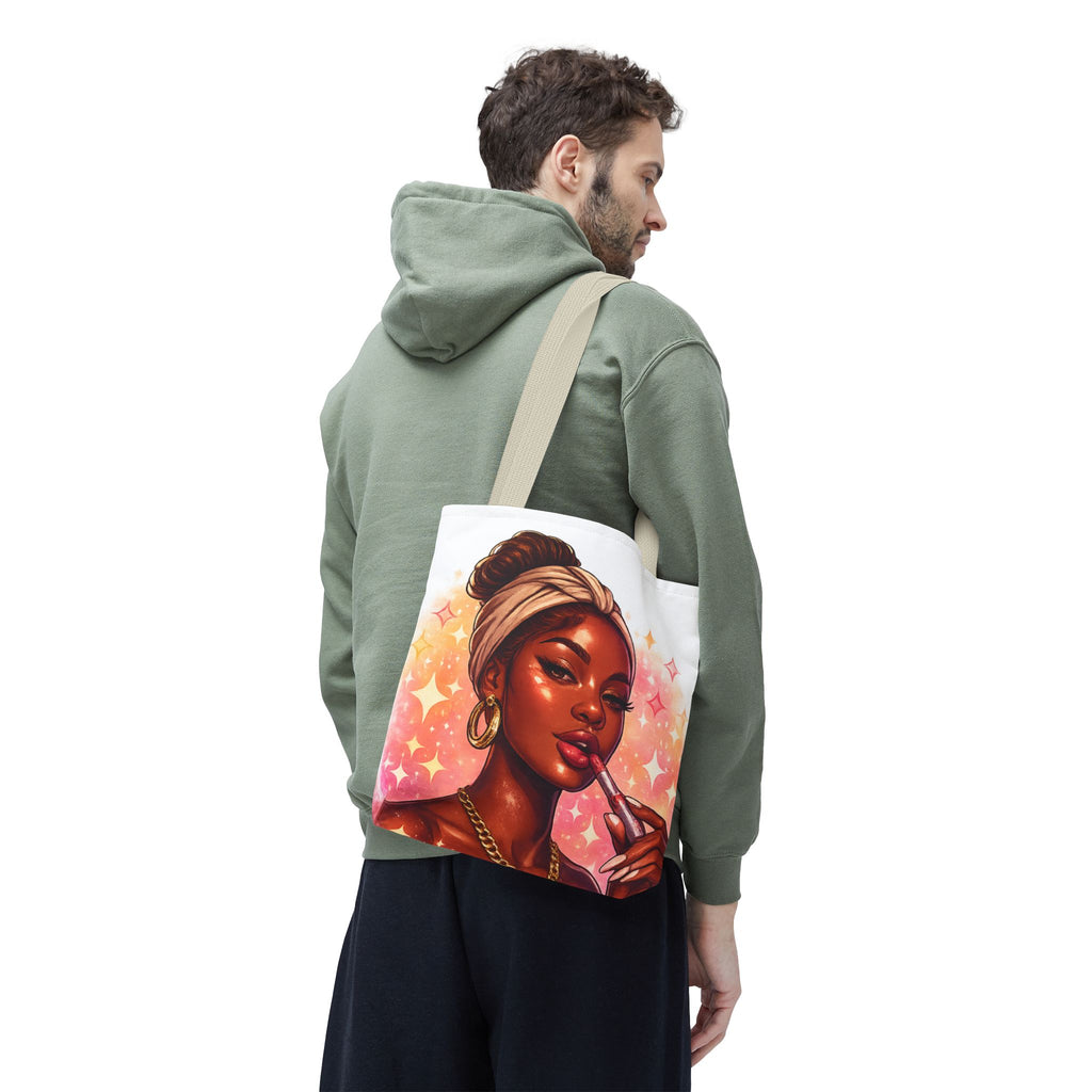 Glam Girl Tote Bag — Chic Makeup Portrait All-Over Print