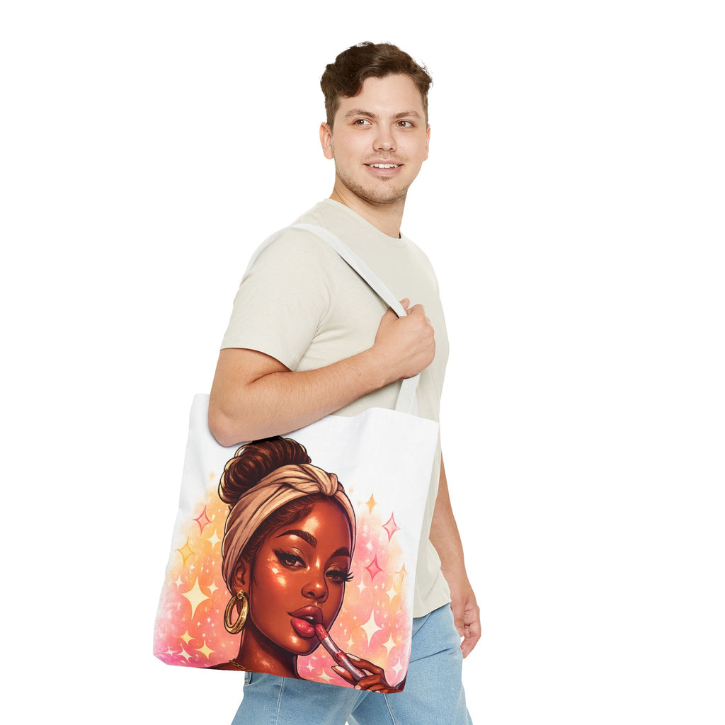 Glam Girl Tote Bag — Chic Makeup Portrait All-Over Print