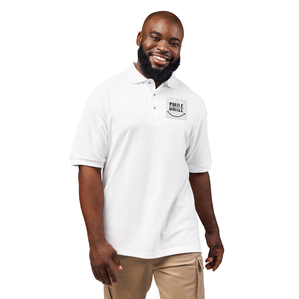 Embroidered ' Smile Everytime ' Polo Shirt - Casual Graphic Workwear
