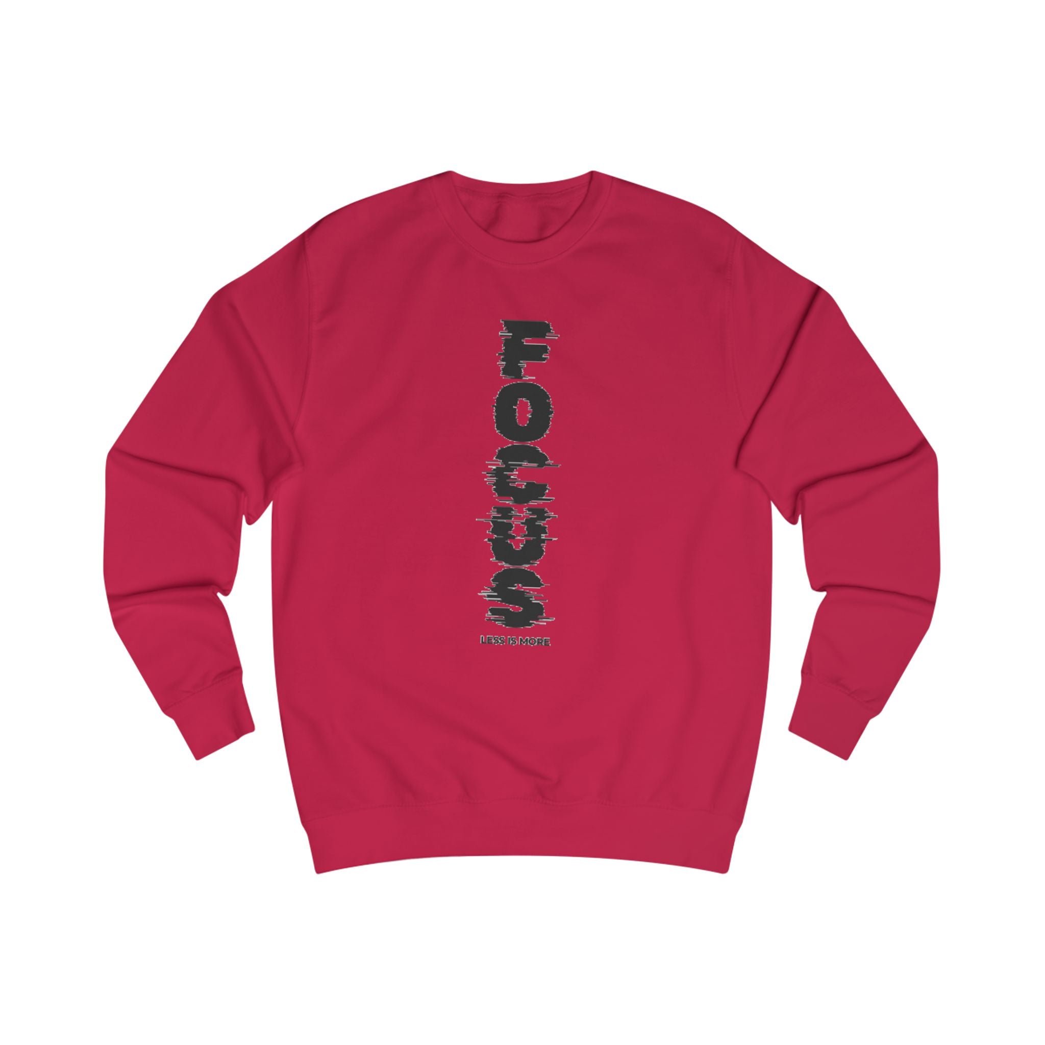 Focus Vertical Graphic Sweatshirt — 'Less Is More' Minimalist Motivational Crewneck