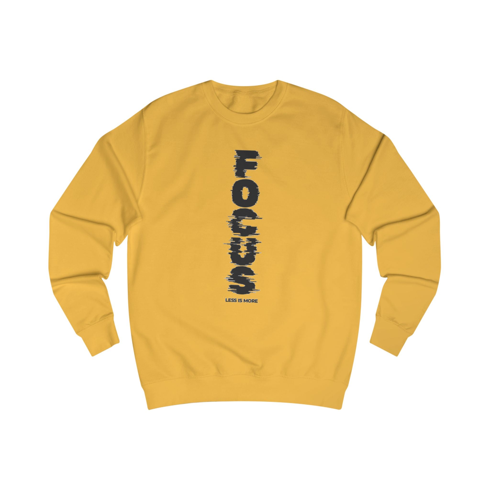 Focus Vertical Graphic Sweatshirt — 'Less Is More' Minimalist Motivational Crewneck