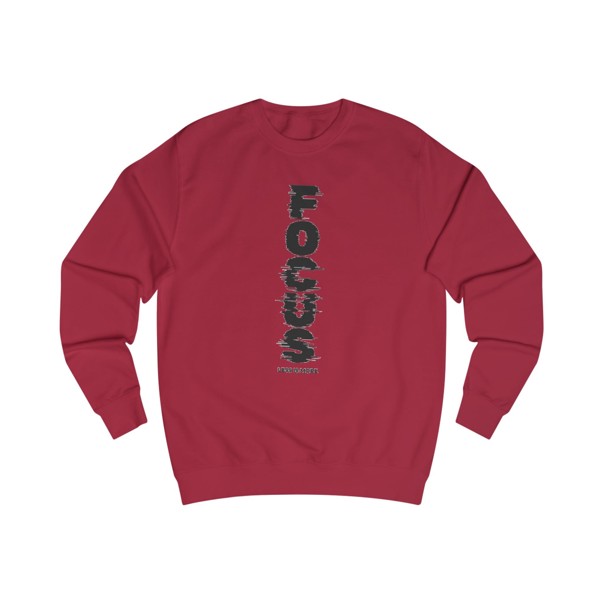 Focus Vertical Graphic Sweatshirt — 'Less Is More' Minimalist Motivational Crewneck