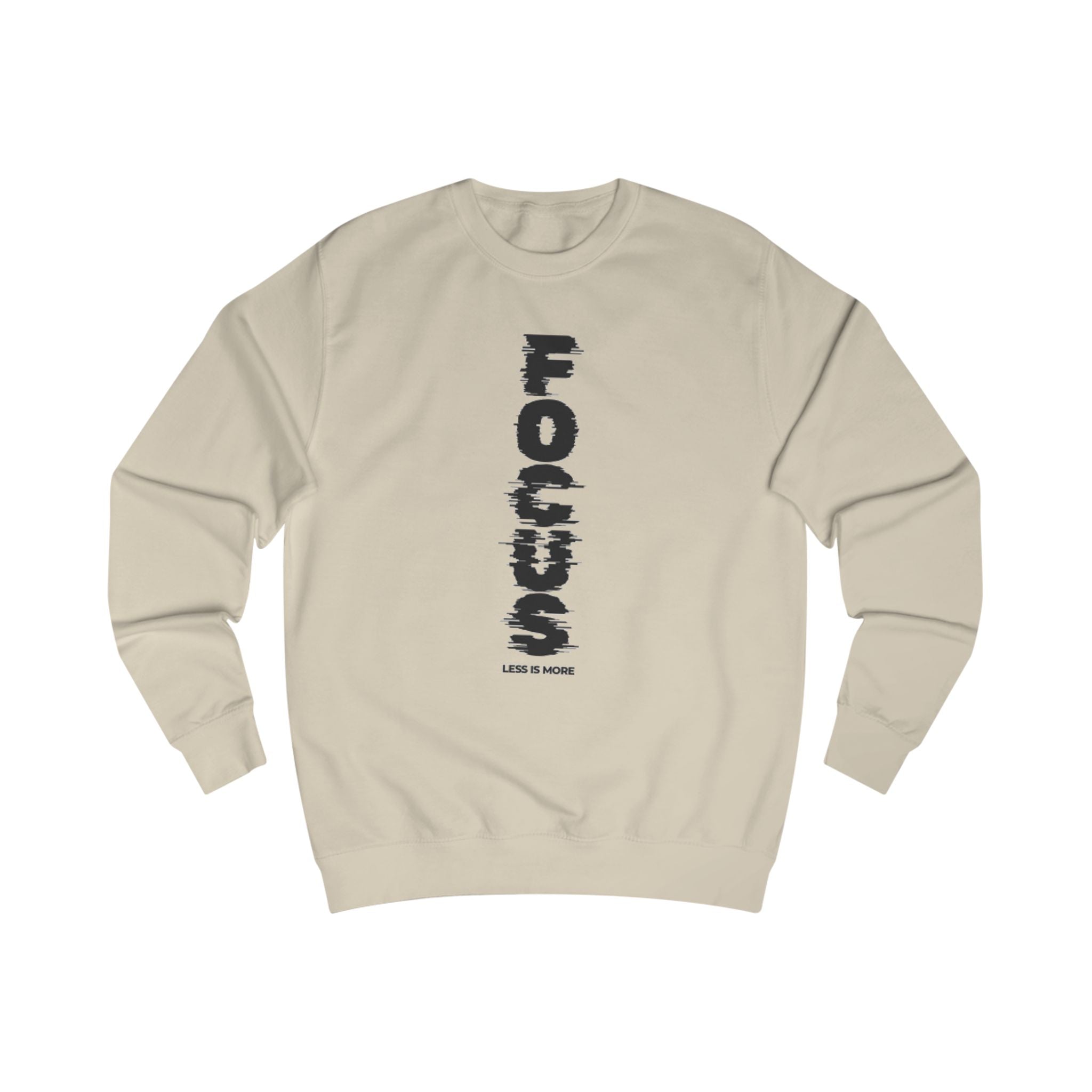 Focus Vertical Graphic Sweatshirt — 'Less Is More' Minimalist Motivational Crewneck