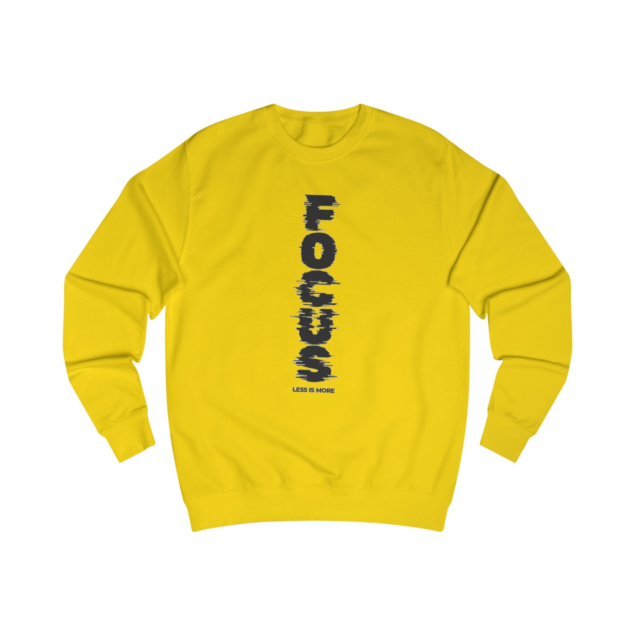 Focus Vertical Graphic Sweatshirt — 'Less Is More' Minimalist Motivational Crewneck
