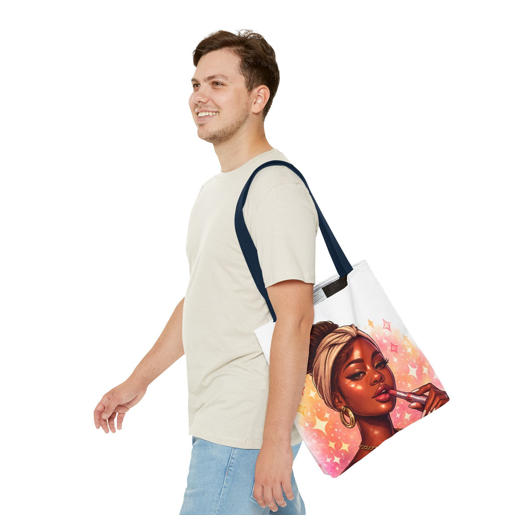 Glam Girl Tote Bag — Chic Makeup Portrait All-Over Print