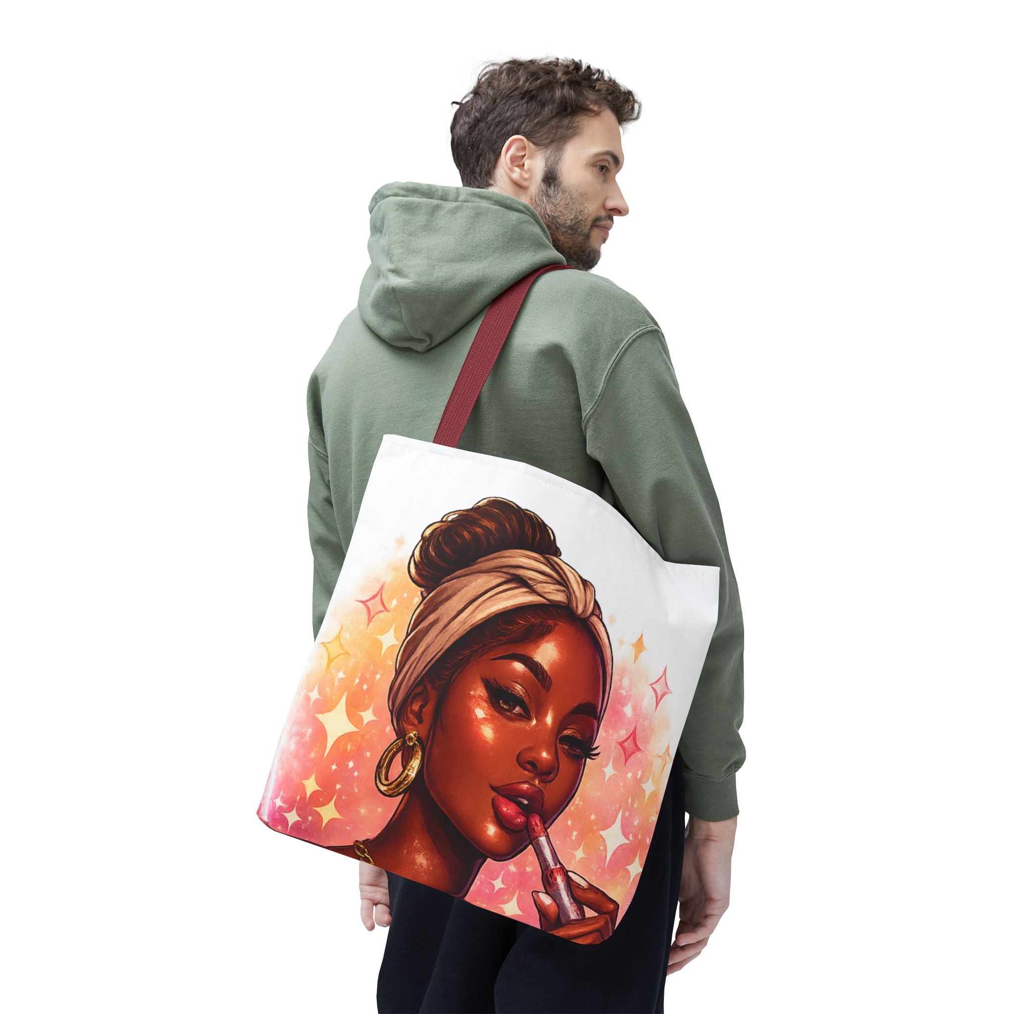 Glam Girl Tote Bag — Chic Makeup Portrait All-Over Print