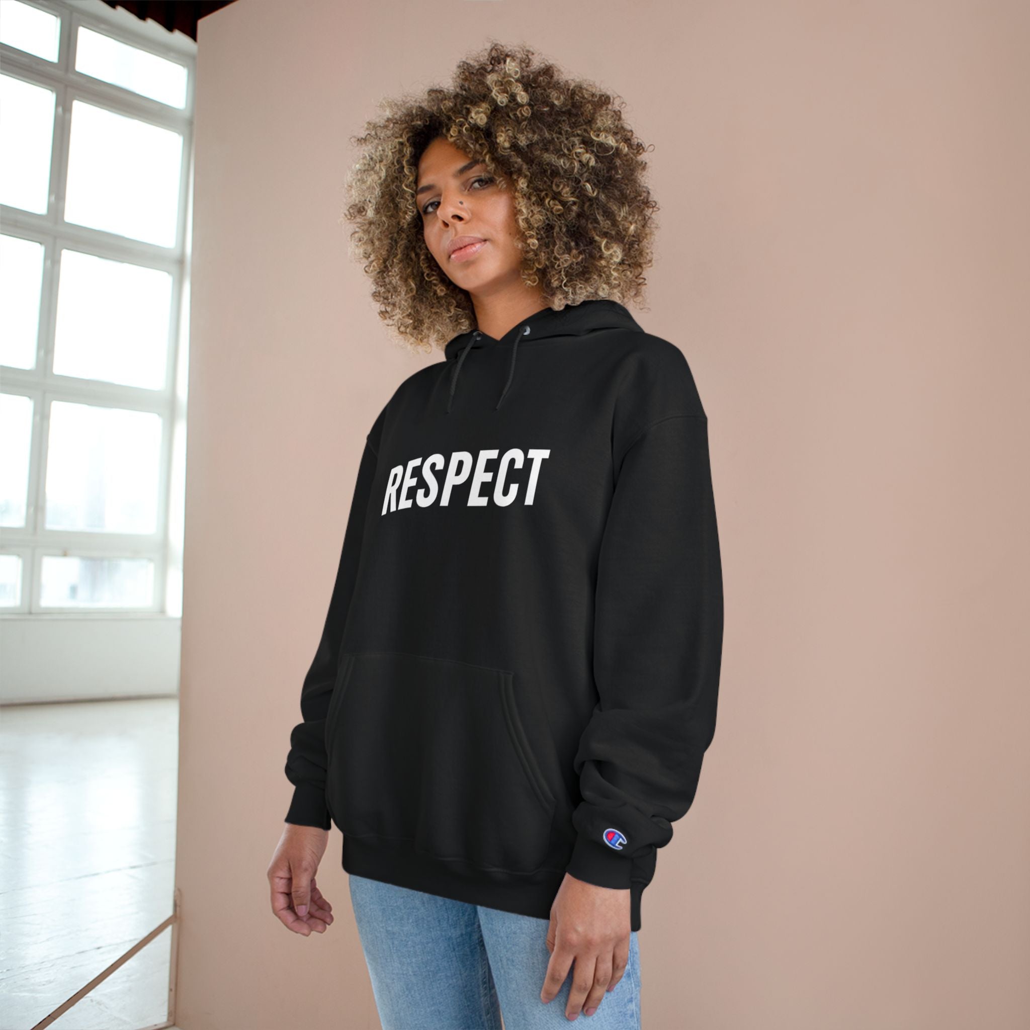 Respect Champion Hoodie — Bold Text Pullover for Everyday Comfort