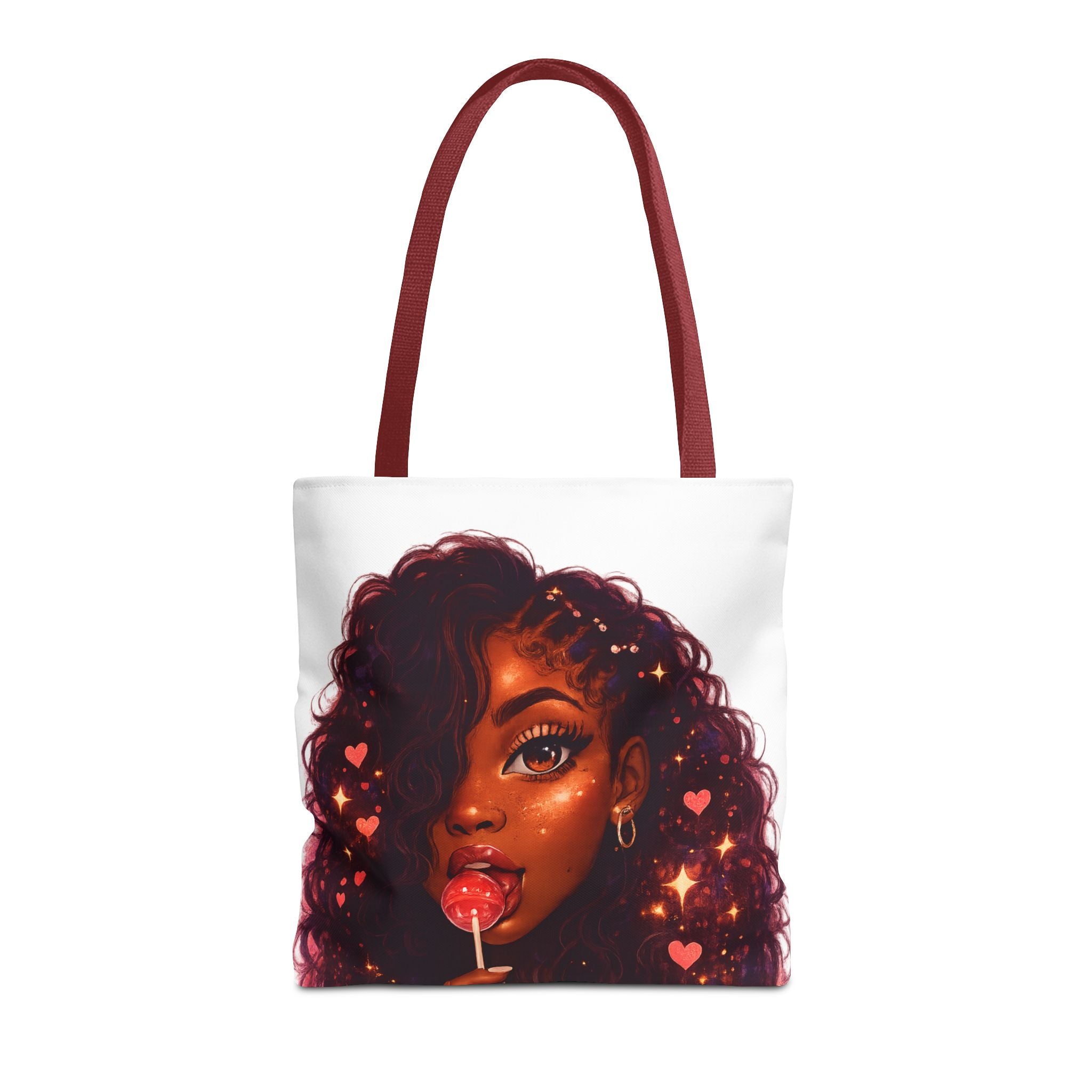 Curly Girl Pop-Art Tote — Cute Lollipop Portrait Beach & Everyday Bag