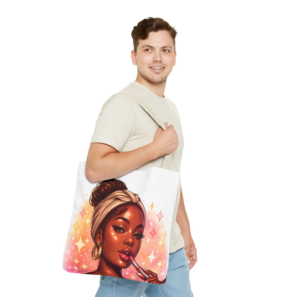 Glam Girl Tote Bag — Chic Makeup Portrait All-Over Print